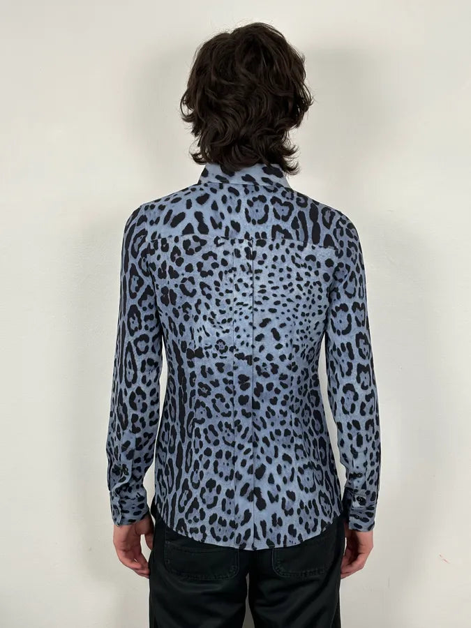 2010s Dolce & Gabbana Blue Leopard Print Silk Shirt  npBpwsG 2