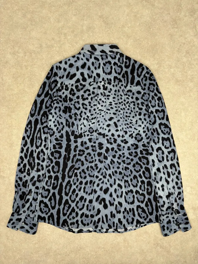 2010s Dolce & Gabbana Blue Leopard Print Silk Shirt  npBpwsG 4