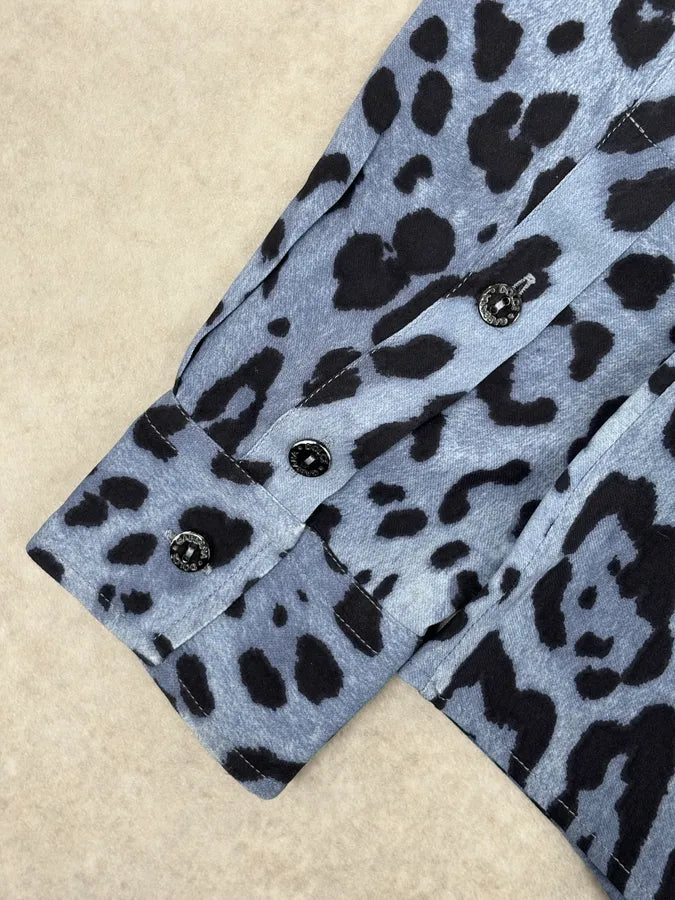 2010s Dolce & Gabbana Blue Leopard Print Silk Shirt  npBpwsG 7