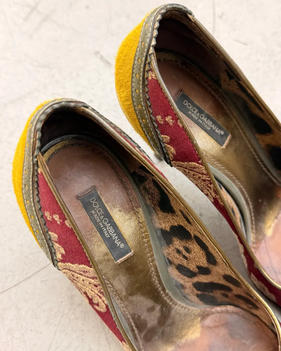 Dolce & Gabbana Bordeaux Leather Baroque Embroidered Heels OxQGKHW 8