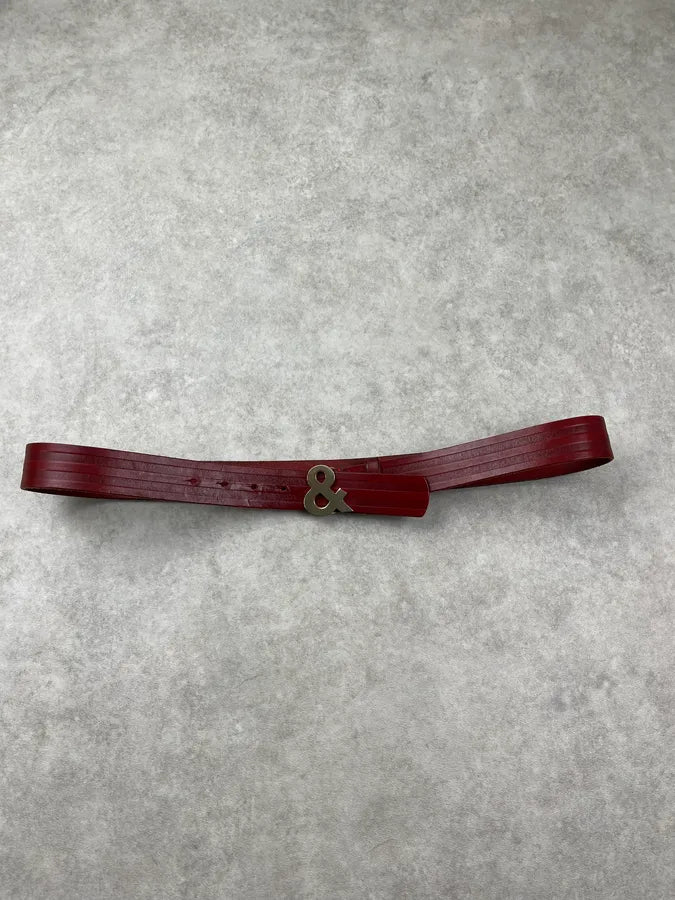 AW1999 Dolce & Gabbana Bordeaux Leather Logo Belt rNJZMUw 2
