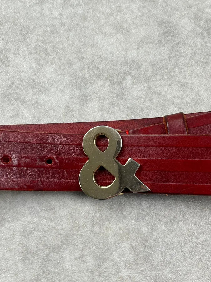 AW1999 Dolce & Gabbana Bordeaux Leather Logo Belt rNJZMUw 7