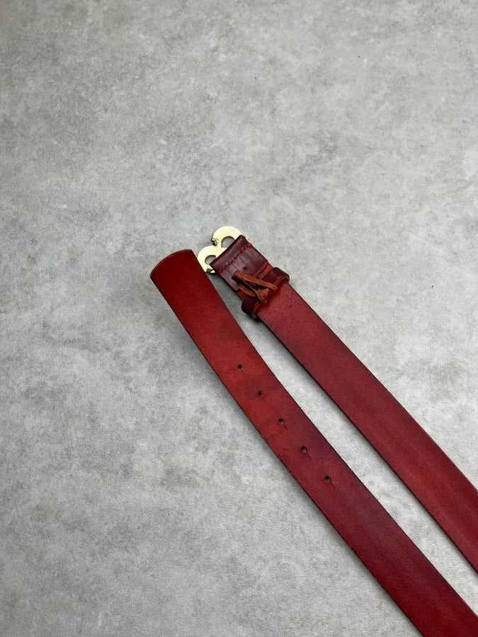 AW1999 Dolce & Gabbana Bordeaux Leather Logo Belt rNJZMUw 5
