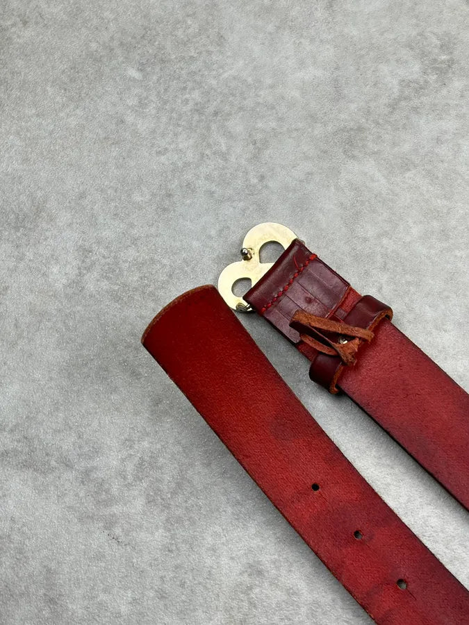 AW1999 Dolce & Gabbana Bordeaux Leather Logo Belt rNJZMUw 6