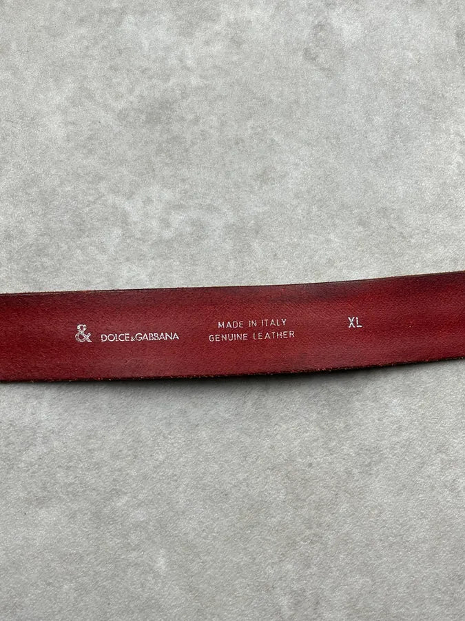 AW1999 Dolce & Gabbana Bordeaux Leather Logo Belt rNJZMUw 8