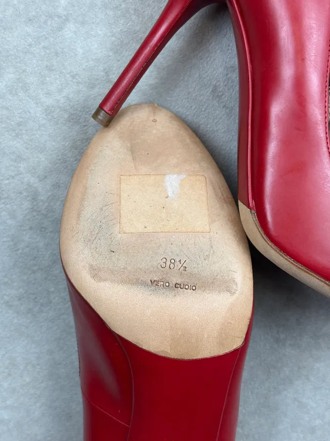 2010s Dolce & Gabbana Bordeaux Leather Peep-Toe Heels iOVHPYm 16