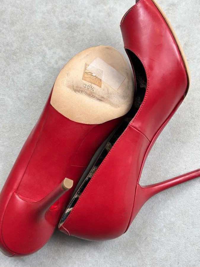 2010s Dolce & Gabbana Bordeaux Leather Peep-Toe Heels iOVHPYm 17