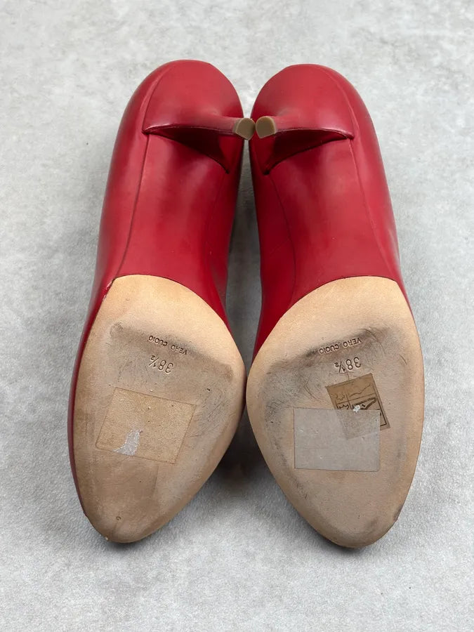 2010s Dolce & Gabbana Bordeaux Leather Peep-Toe Heels iOVHPYm 14