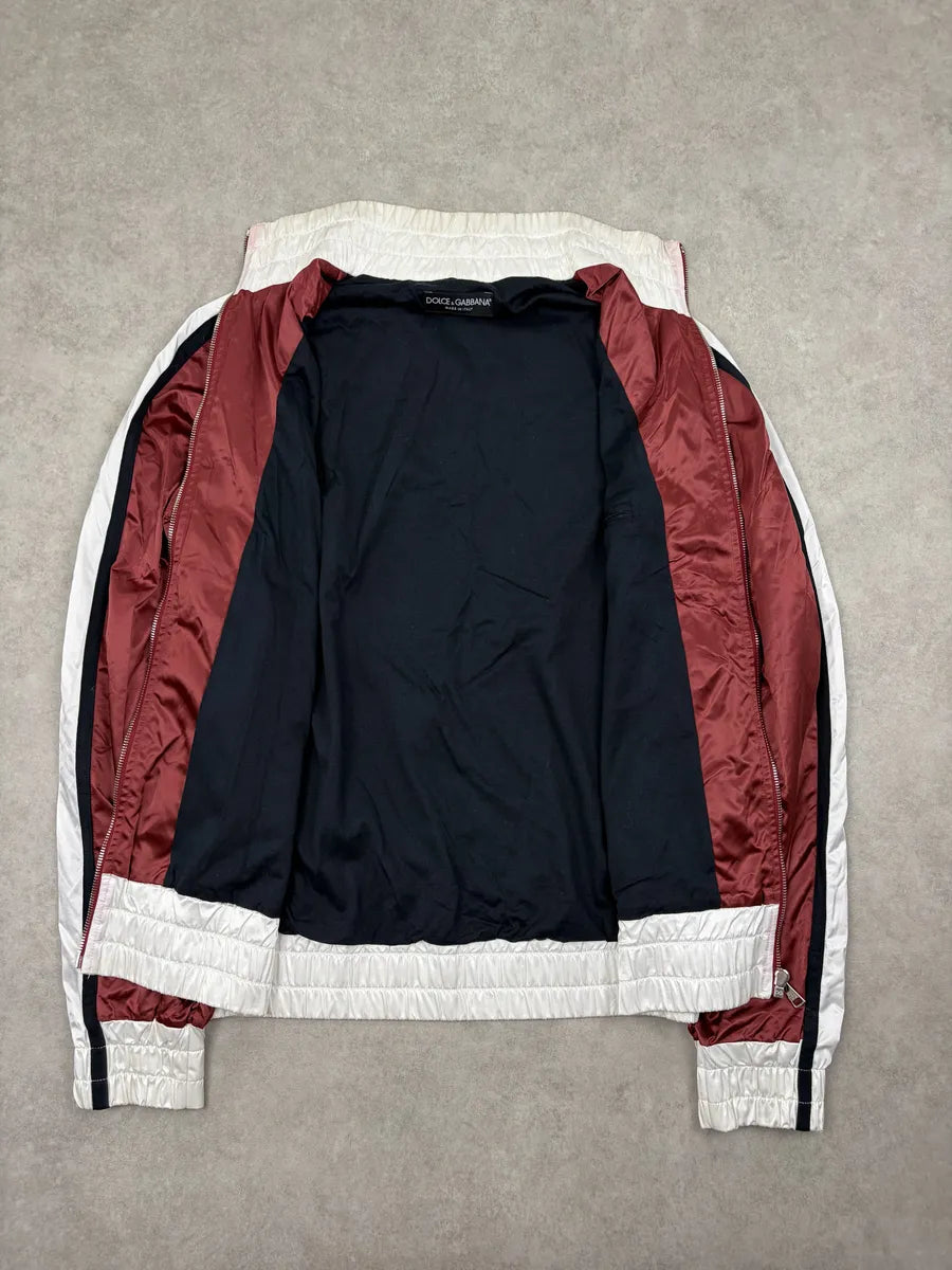 AW2006 Dolce & Gabbana Bordeaux & White Nylon Track Jacket FFXZpdB 8