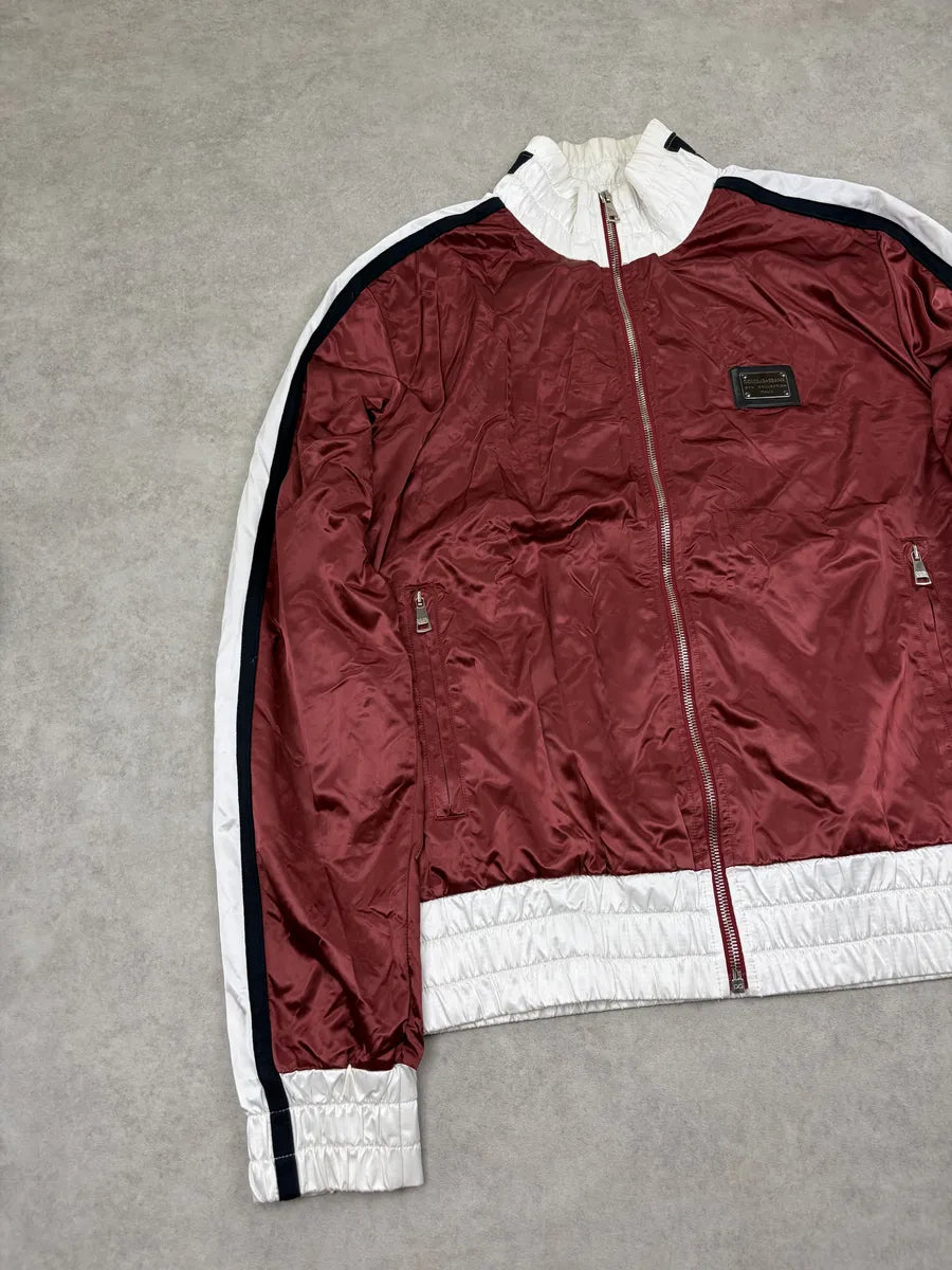 AW2006 Dolce & Gabbana Bordeaux & White Nylon Track Jacket FFXZpdB 5