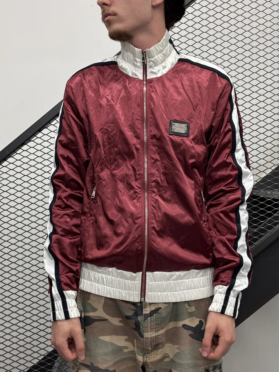 AW2006 Dolce & Gabbana Bordeaux & White Nylon Track Jacket FFXZpdB 0