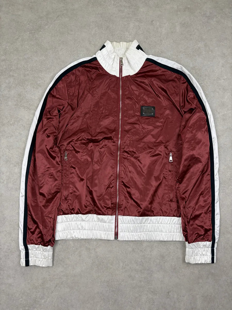 AW2006 Dolce & Gabbana Bordeaux & White Nylon Track Jacket FFXZpdB 2