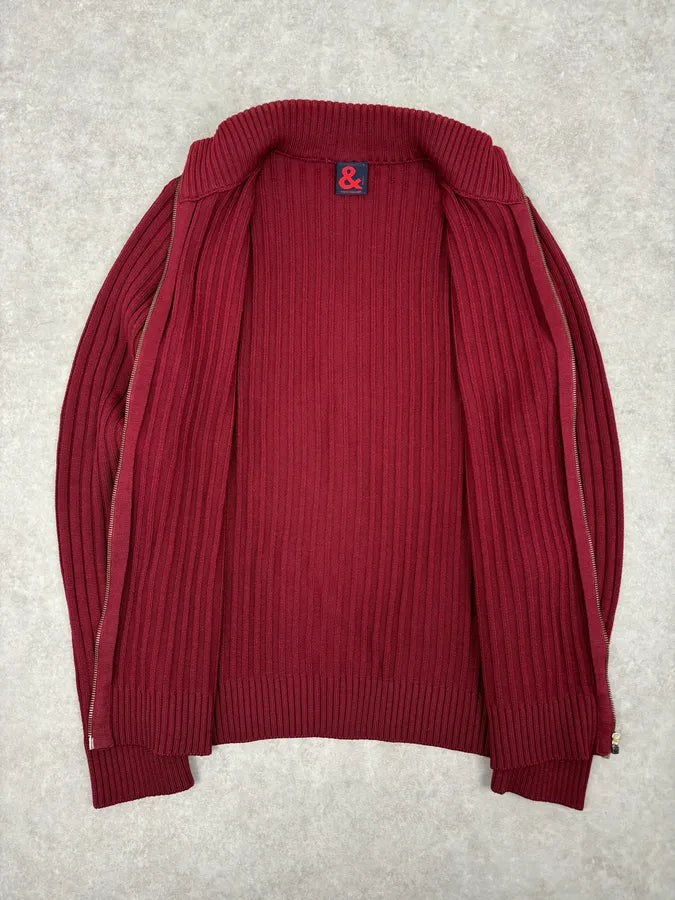 Dolce & Gabbana Bordeaux Ribbed Knit Zip-up Sweater PJGLQlm 6