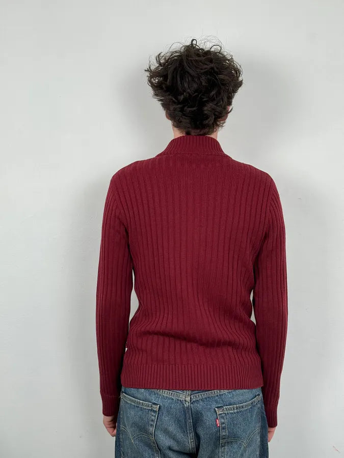 Dolce & Gabbana Bordeaux Ribbed Knit Zip-up Sweater PJGLQlm 2