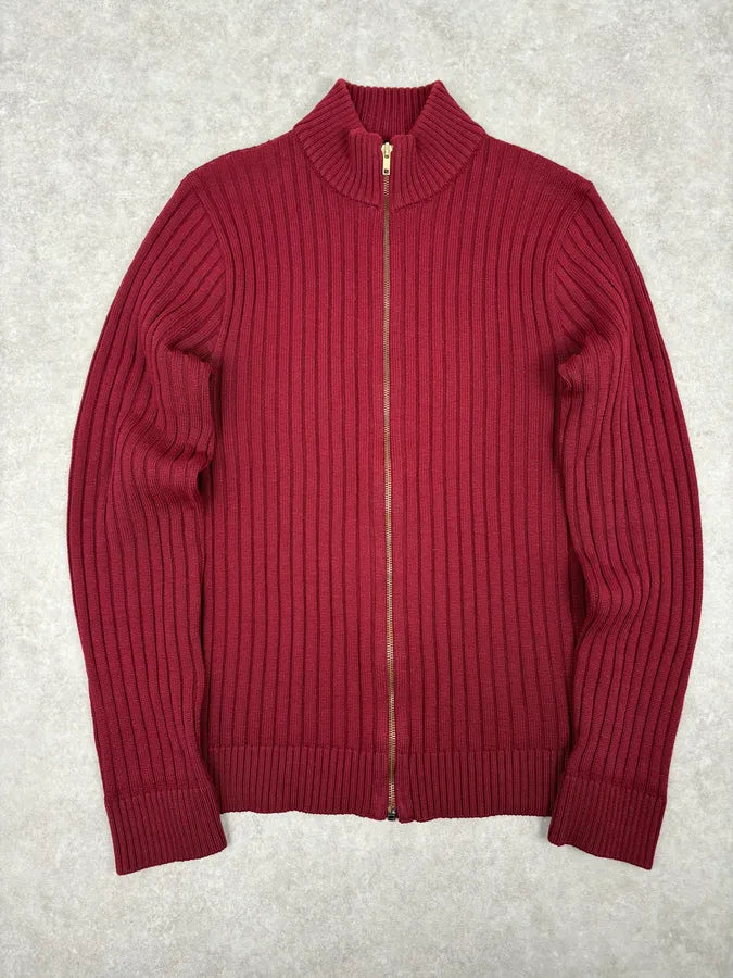 Dolce & Gabbana Bordeaux Ribbed Knit Zip-up Sweater PJGLQlm 0