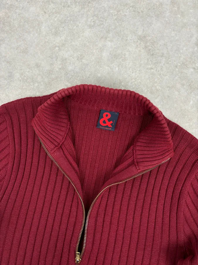 Dolce & Gabbana Bordeaux Ribbed Knit Zip-up Sweater PJGLQlm 7