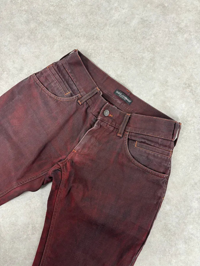 2010s Dolce & Gabbana Bordeaux Red Avant-Garde Slim Denim Jeans  UwsGLPZ 4