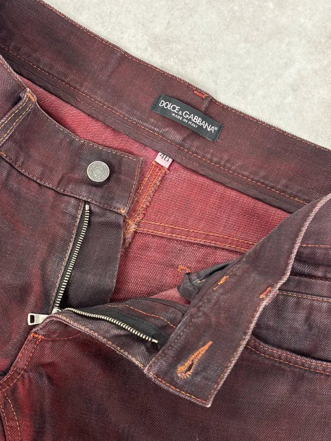 2010s Dolce & Gabbana Bordeaux Red Avant-Garde Slim Denim Jeans  UwsGLPZ 8