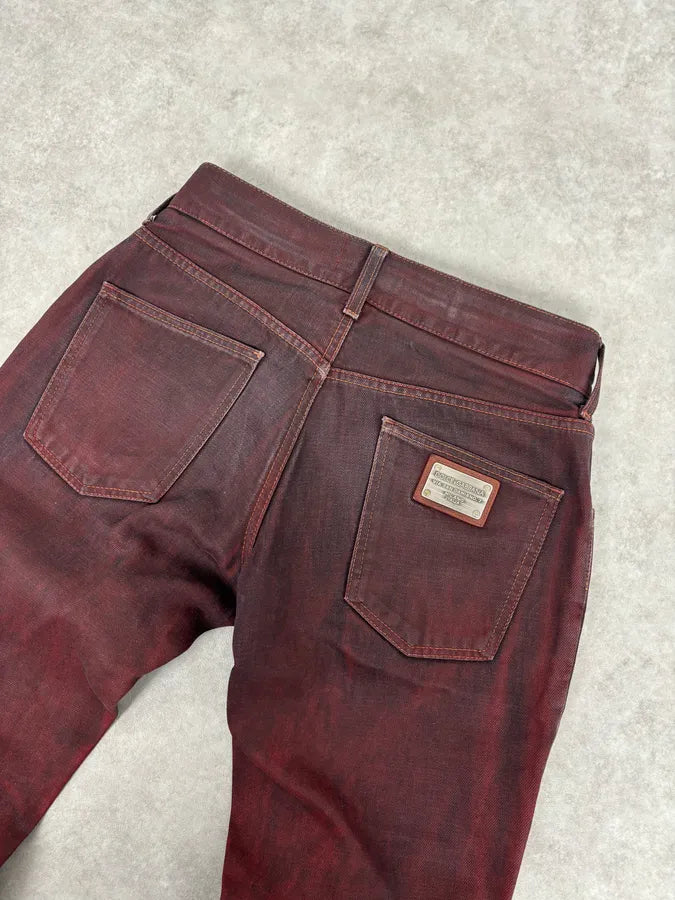 2010s Dolce & Gabbana Bordeaux Red Avant-Garde Slim Denim Jeans  UwsGLPZ 6