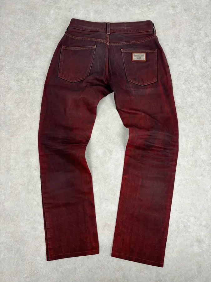 2010s Dolce & Gabbana Bordeaux Red Avant-Garde Slim Denim Jeans  UwsGLPZ 5