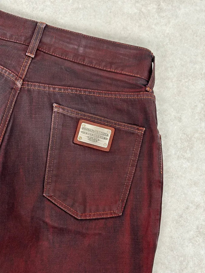 2010s Dolce & Gabbana Bordeaux Red Avant-Garde Slim Denim Jeans  UwsGLPZ 7