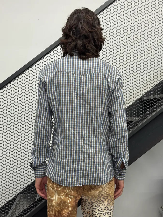 2000s Dolce & Gabbana Brown & Blue Checkered Shirt upMuUpp 2
