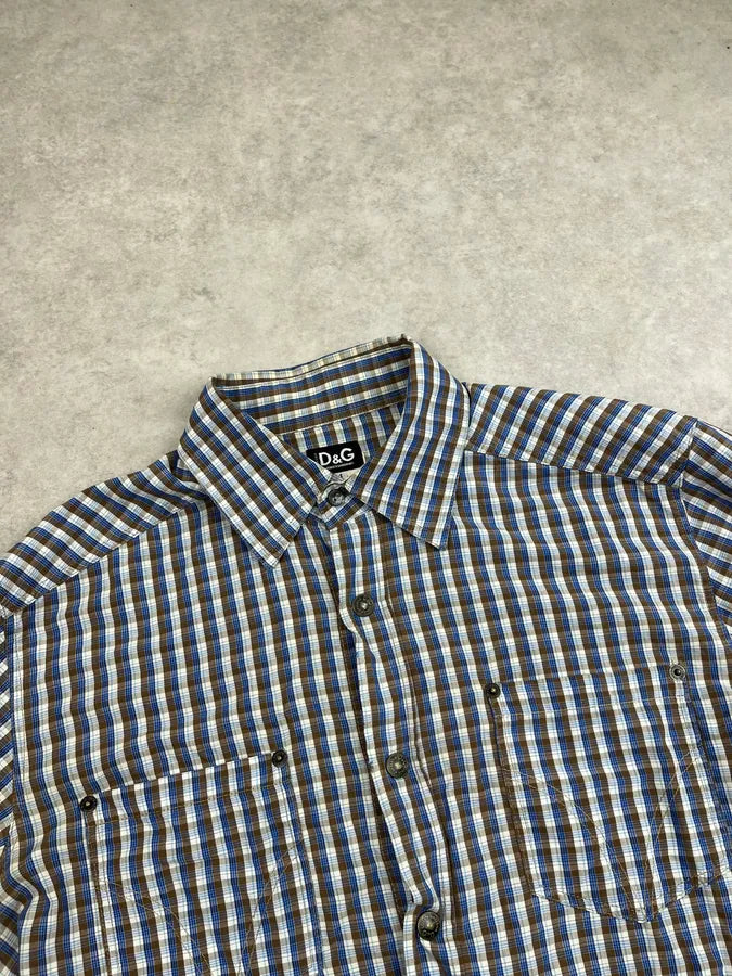 2000s Dolce & Gabbana Brown & Blue Checkered Shirt upMuUpp 3