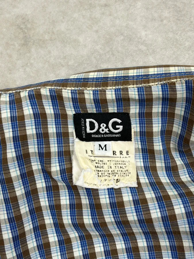 2000s Dolce & Gabbana Brown & Blue Checkered Shirt upMuUpp 10