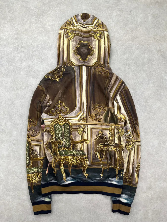 AW2017 Dolce & Gabbana Brown Fox Baroque Print Hoodie gUnhoDm 4