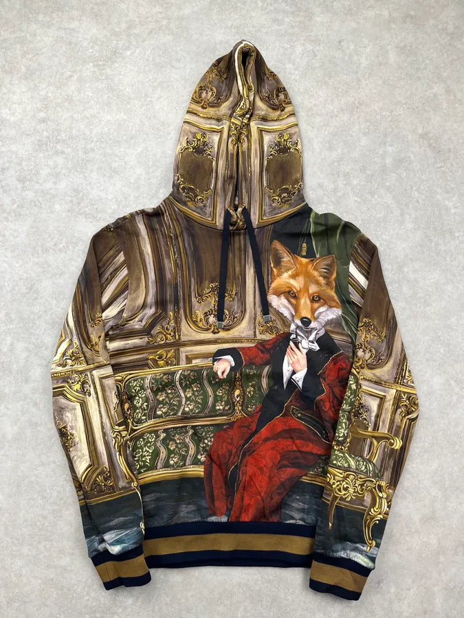 AW2017 Dolce & Gabbana Brown Fox Baroque Print Hoodie gUnhoDm 3