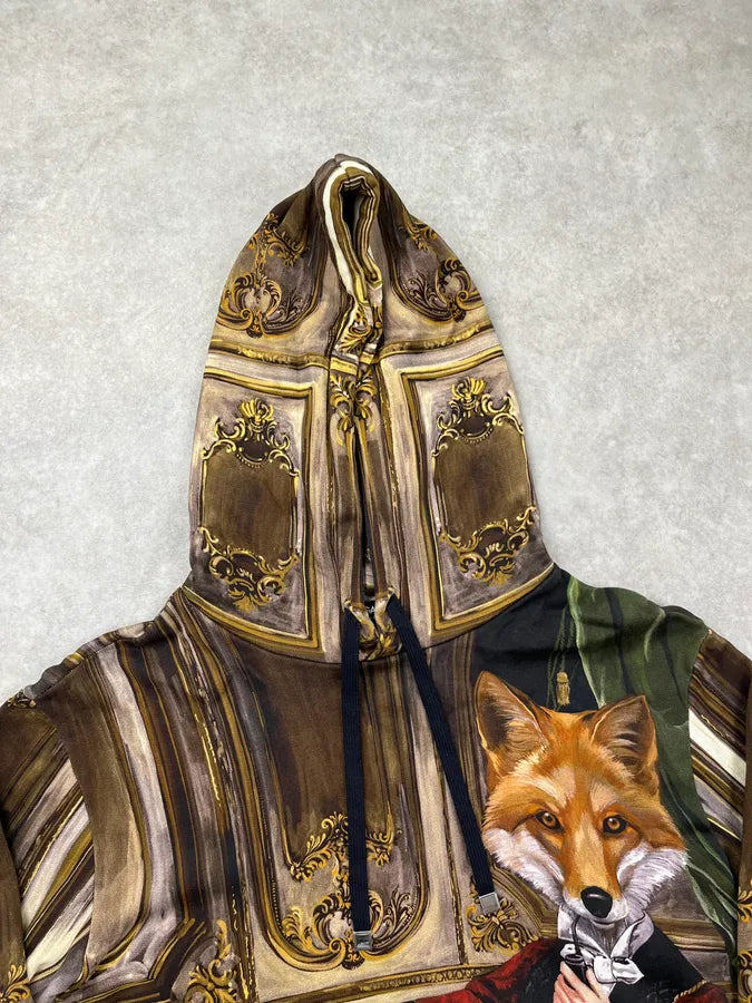 AW2017 Dolce & Gabbana Brown Fox Baroque Print Hoodie gUnhoDm 5