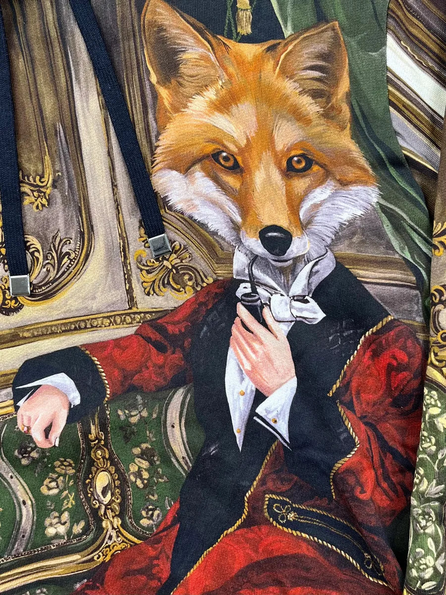 AW2017 Dolce & Gabbana Brown Fox Baroque Print Hoodie gUnhoDm 8