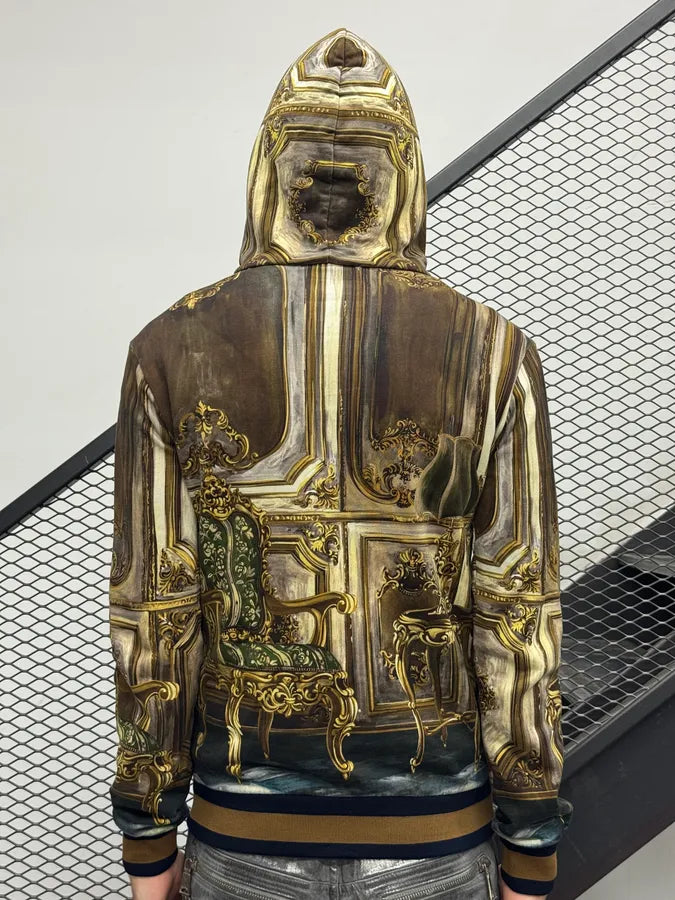 AW2017 Dolce & Gabbana Brown Fox Baroque Print Hoodie gUnhoDm 1