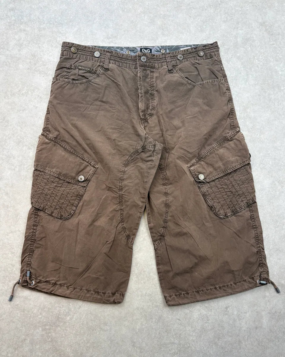 SS2004 Dolce & Gabbana Brown Cozy Cargo Shorts VHyjSmJ 0
