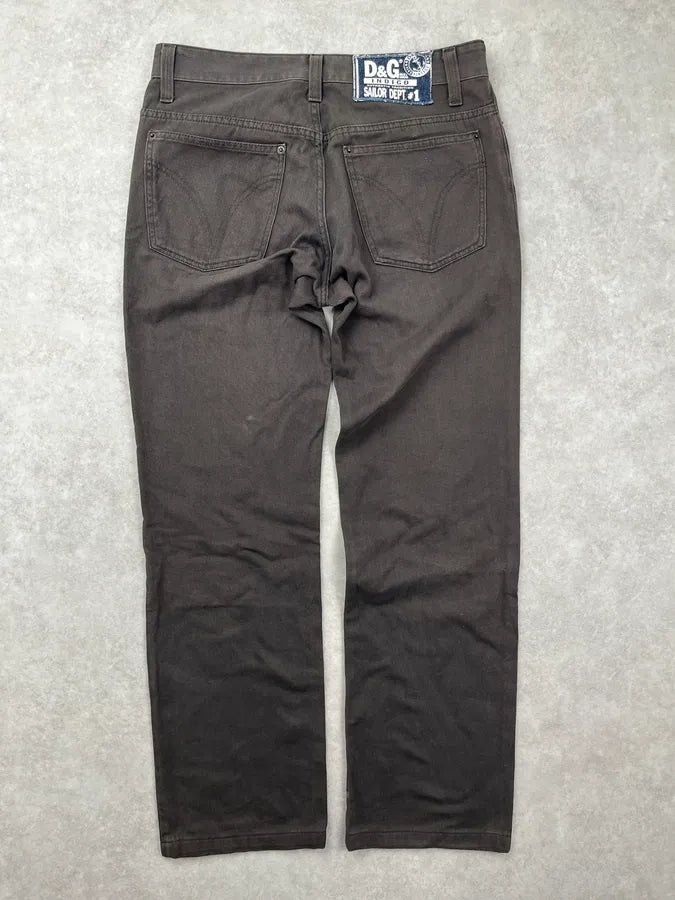 AW2006 Dolce & Gabbana Brown Denim Straight-Leg Jeans HWHolCZ 4