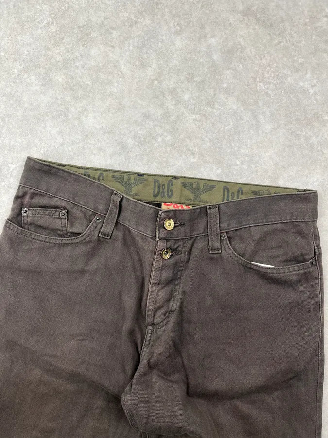 AW2006 Dolce & Gabbana Brown Denim Straight-Leg Jeans HWHolCZ 5