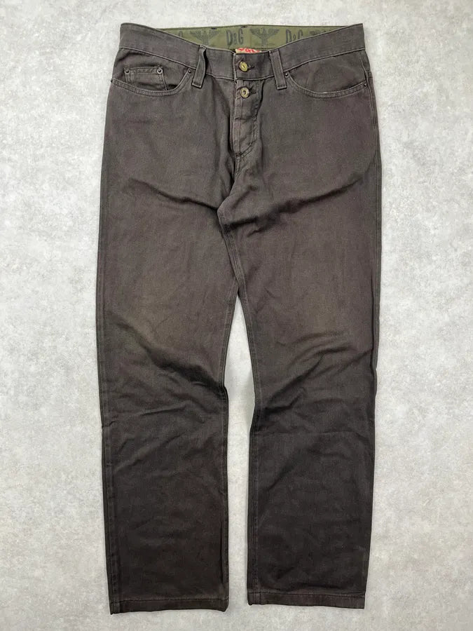 AW2006 Dolce & Gabbana Brown Denim Straight-Leg Jeans HWHolCZ 3