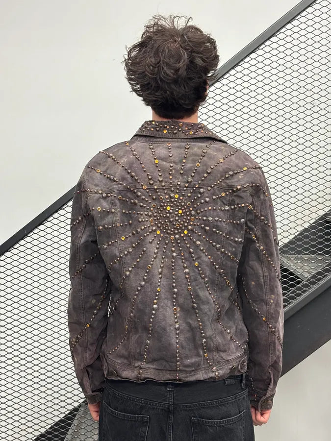 SS2010 Dolce & Gabbana Grey Eroded Sun Studded Denim Jacket jVbMIDQ 4