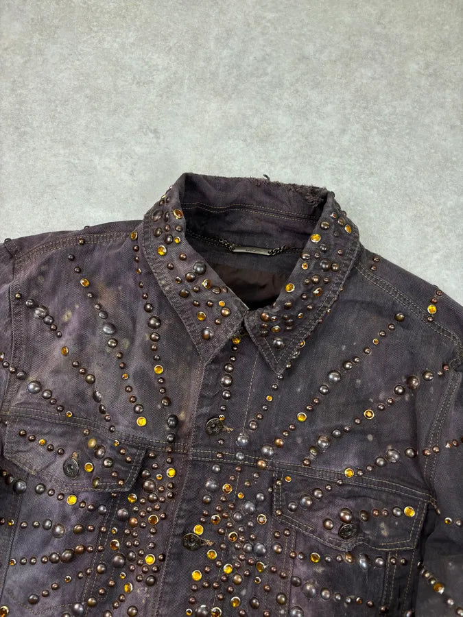 SS2010 Dolce & Gabbana Grey Eroded Sun Studded Denim Jacket jVbMIDQ 5