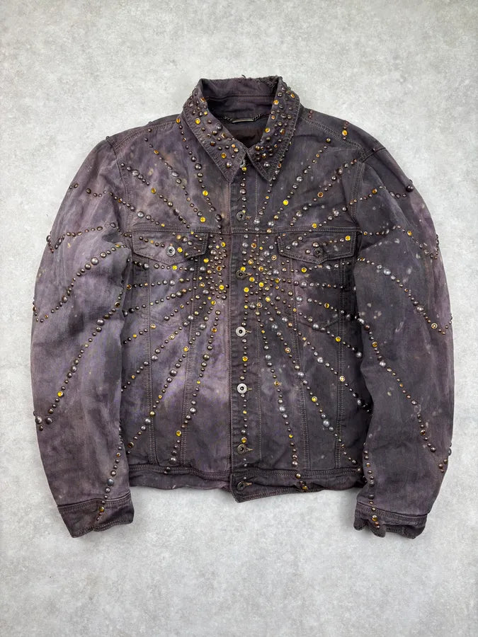 SS2010 Dolce & Gabbana Grey Eroded Sun Studded Denim Jacket jVbMIDQ 0