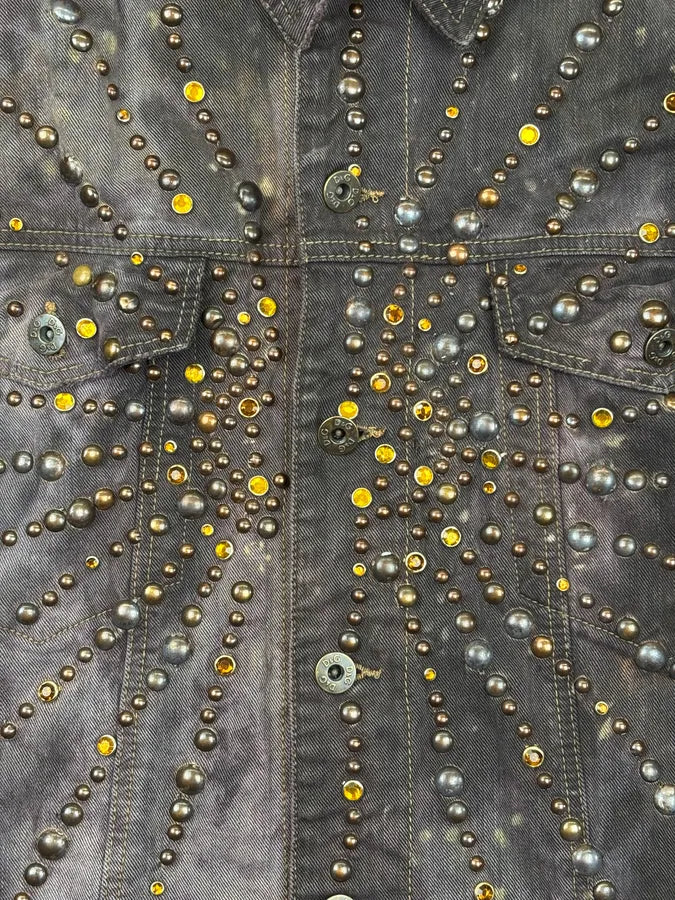 SS2010 Dolce & Gabbana Grey Eroded Sun Studded Denim Jacket jVbMIDQ 9