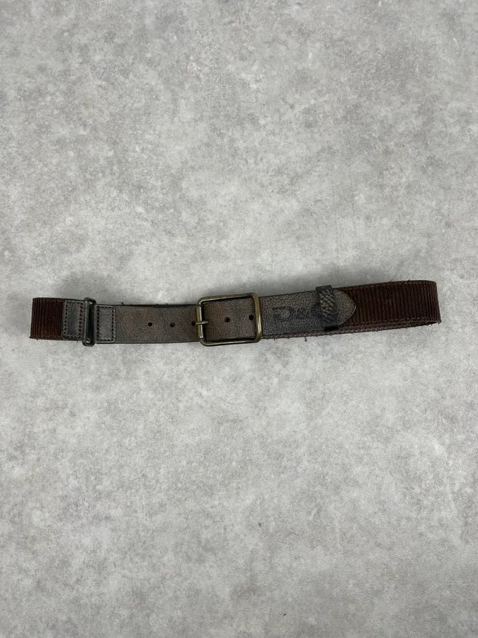 2000s Dolce & Gabbana Brown Hybrid Leather Military Belt HsAzVAn 1