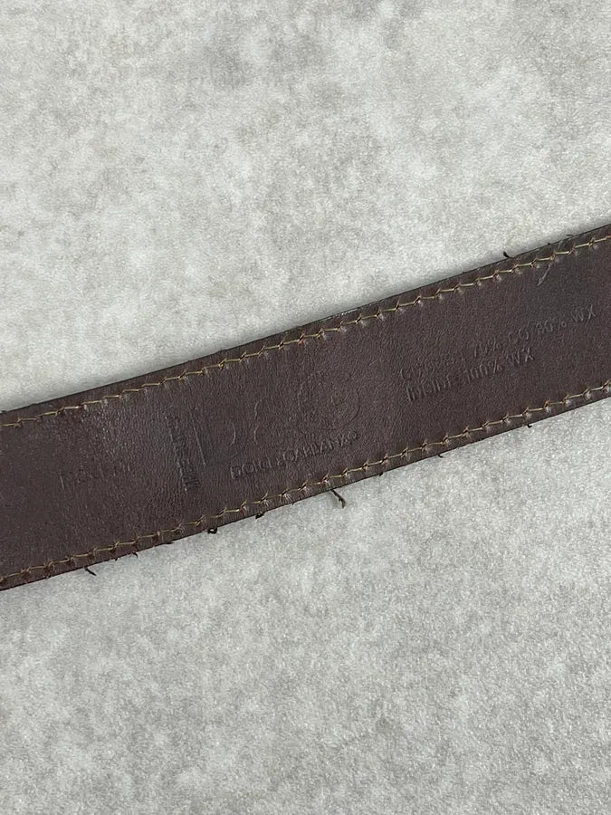 2000s Dolce & Gabbana Brown Hybrid Leather Military Belt HsAzVAn 5