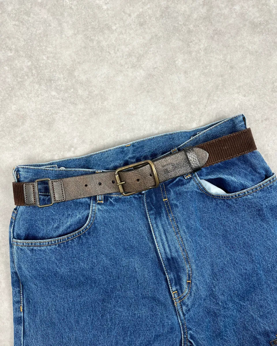 2000s Dolce & Gabbana Brown Hybrid Leather Military Belt HsAzVAn 0