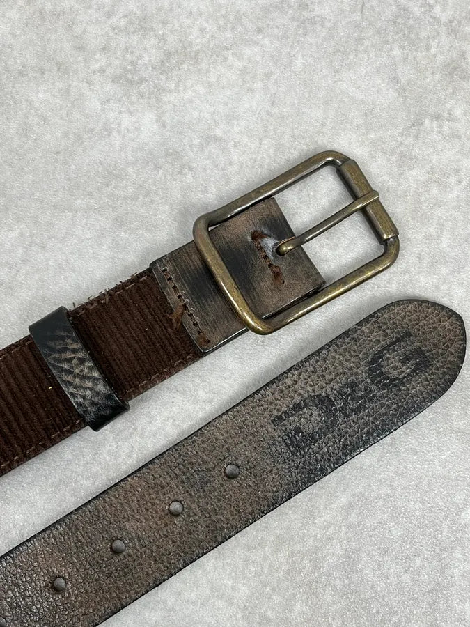2000s Dolce & Gabbana Brown Hybrid Leather Military Belt HsAzVAn 4