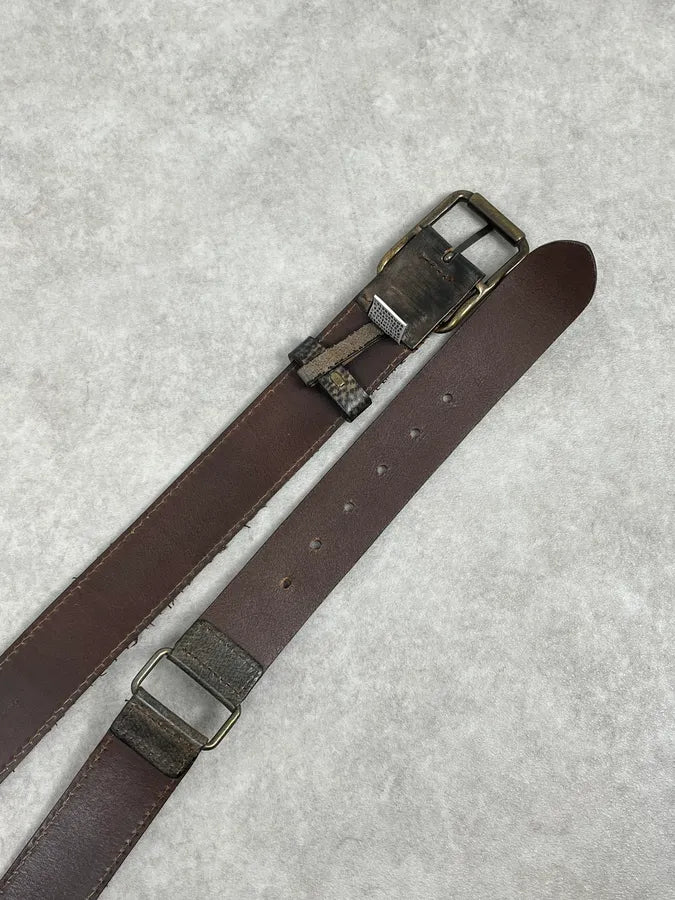 2000s Dolce & Gabbana Brown Hybrid Leather Military Belt HsAzVAn 3