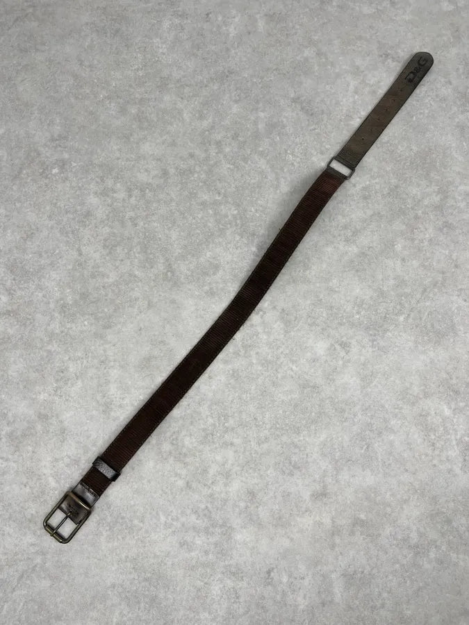 2000s Dolce & Gabbana Brown Hybrid Leather Military Belt HsAzVAn 6