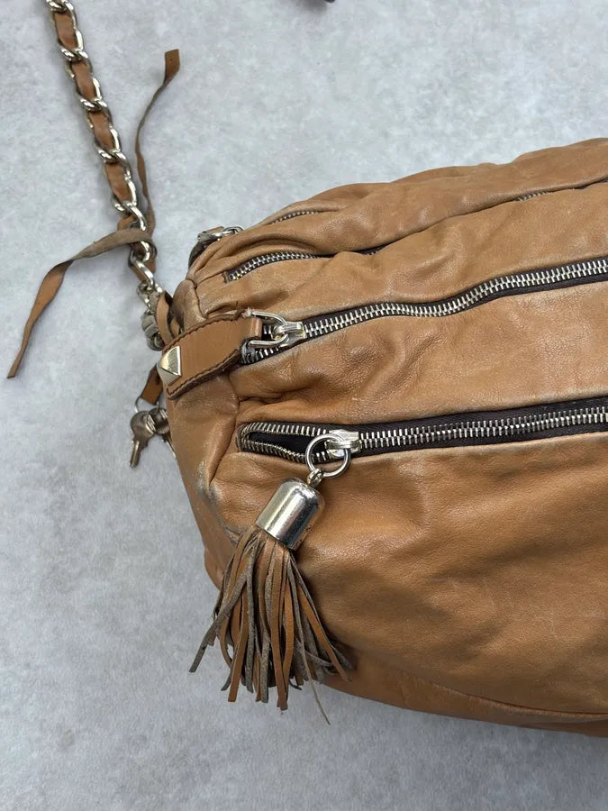 SS2010 Dolce & Gabbana Brown Leather Zip Bowling Shoulder Bag oMsiYeK 8