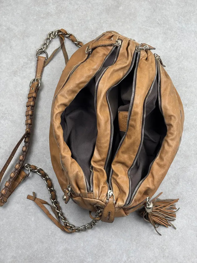 SS2010 Dolce & Gabbana Brown Leather Zip Bowling Shoulder Bag oMsiYeK 15
