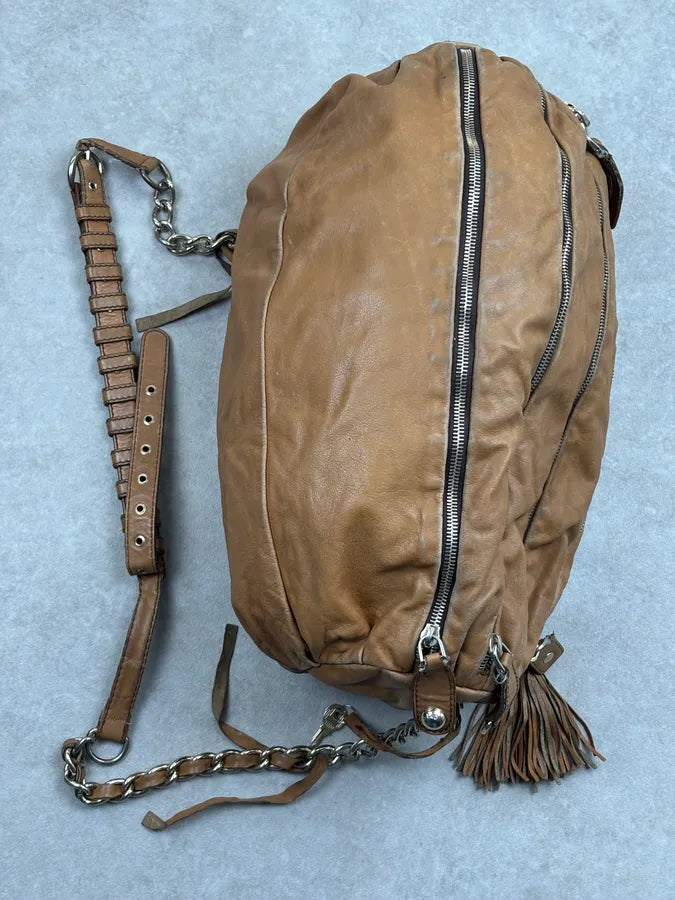 SS2010 Dolce & Gabbana Brown Leather Zip Bowling Shoulder Bag oMsiYeK 12